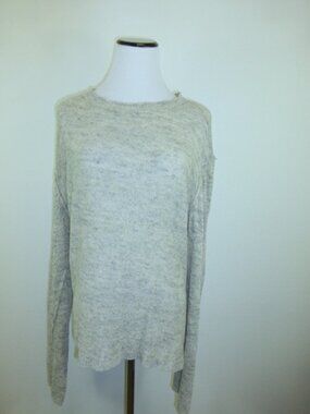 INHABIT SWEATER heather gray linen cotton boat neck sweater L